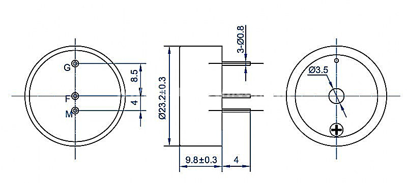 Piezo external-driver transducer EPF2410-3-TB-12-3.4-R4-R 6V 12V 3 pin buzzer - ESUNTECH