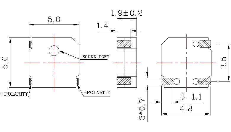 SMD magnetic transducer EET5020CS-03L-4.0-12-R 5x5x2mm electromagnetism buzzer - ESUNTECH