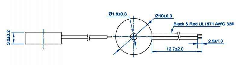 Piezoelectric buzzer EPT1032W605-TA-03-3.4-12-R 3V piezo transducer - ESUNTECH