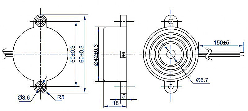 Piezoelectric buzzer EPB4218W1505-TA-12-2.8-R siren buzzer China - ESUNTECH