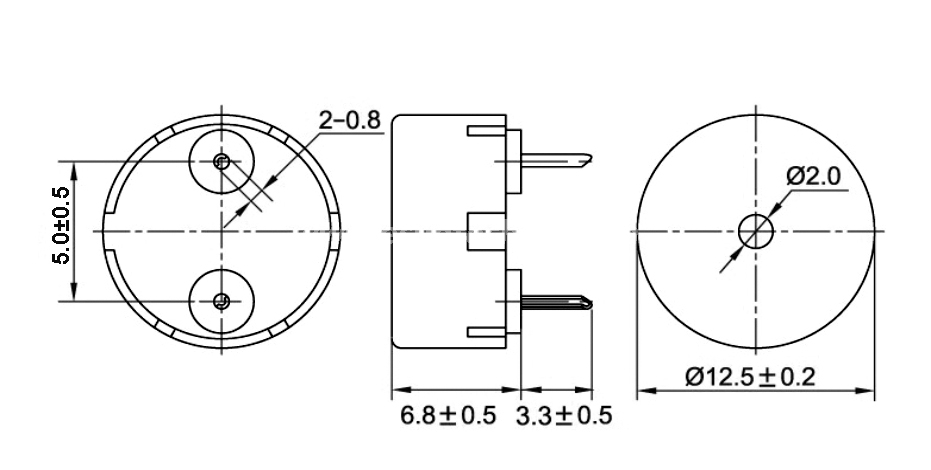 Piezo buzzer EPT1360A-TO-05-4.0-08-5.0-R 5V piezoelectric transducer - ESUNTECH